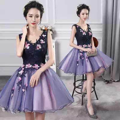 Evening dress female 2019 new noble and elegant socialite party birthday banquet small dress dress short and thin
