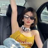 Зеленые брендовые солнцезащитные очки на солнечной энергии, в корейском стиле, кошачий глаз