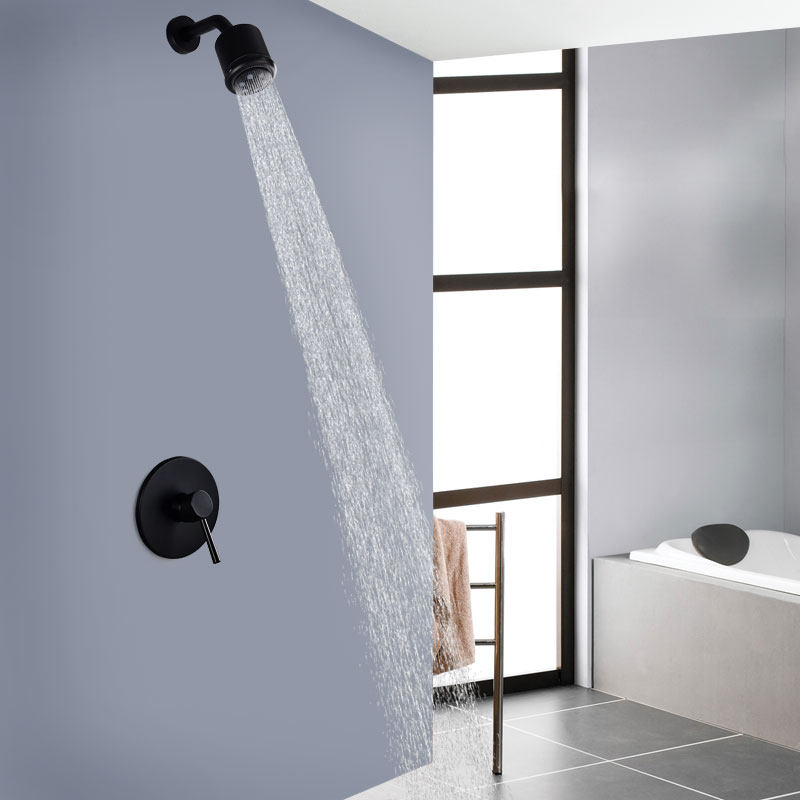 Bellode full copper concealed black shower shower set hotel bathroom embedded box simple hot and cold water faucet