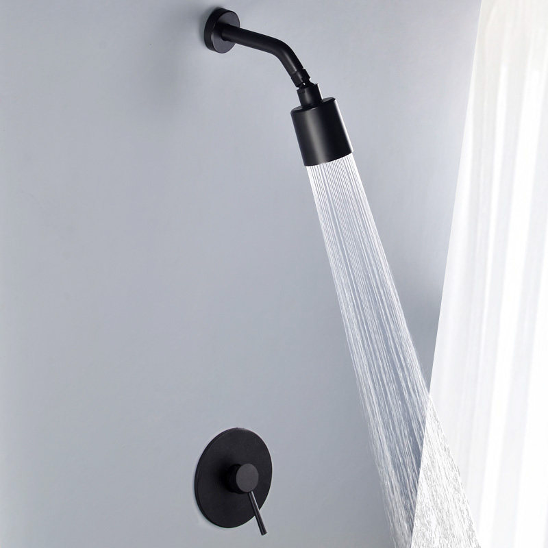 Bellode European-style all-copper concealed black shower head embedded hotel household hot and cold water nozzle set