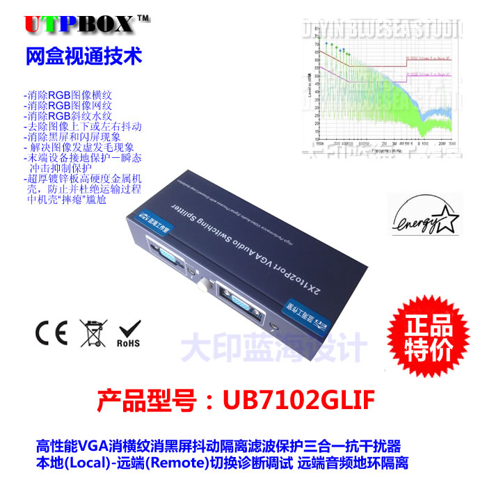 UB7102GLIF type VGA anti-interference device VGA isolator filter down to jitter protection three-in-one
