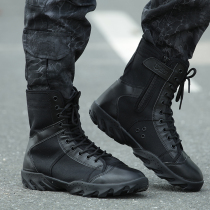 Summer high-top side zipper combat boots mens mesh lightweight breathable combat boots wear-resistant training shoes tactical boots mens spring and autumn