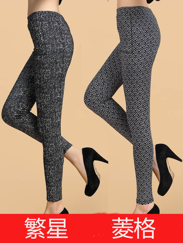 Phụ nữ trung niên mùa đông cộng với quần nhung Nữ quần trung niên quần legging mặc mùa đông chất béo cho mẹ. quần ôm đen