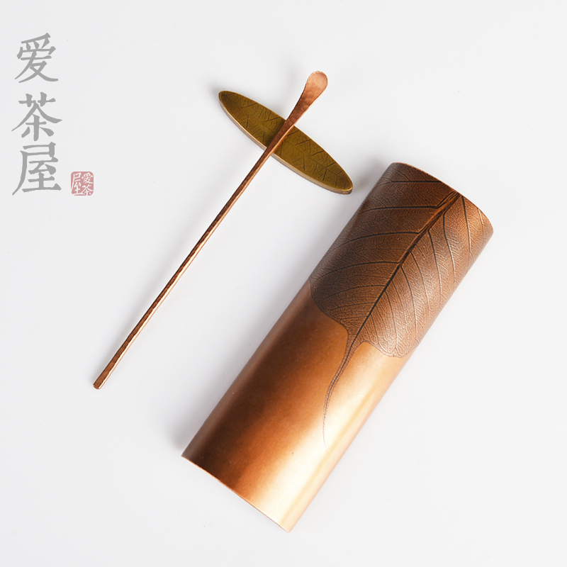 Zhen Baotang tea hand-made bronze Pure copper carved tea inlaid with silver Creative accessories Japanese Kung Fu Tea accessories