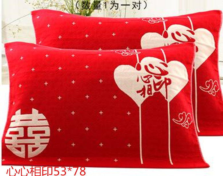 Promotion increase pillow towel pillow towel a pair of wedding red gifts big red couples first-class gauze