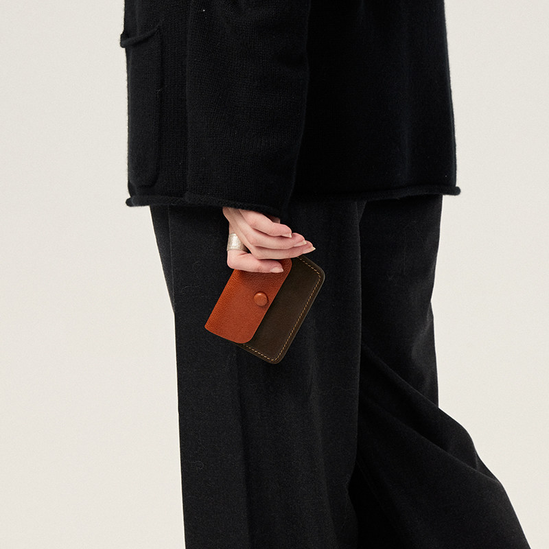 avalea natural small leather piece head layer plant tannic cow leather card bag practical light hit color zero wallet 31150-Taobao