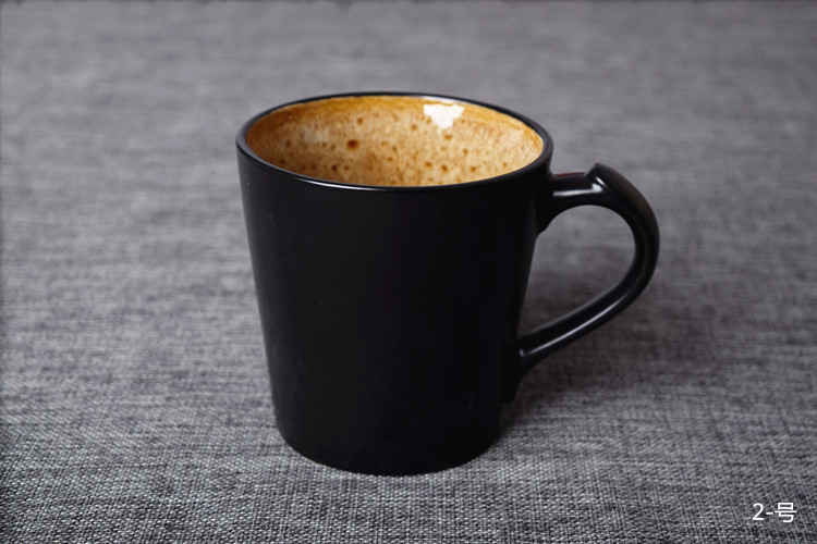 Cốc châu Âu sáng tạo Công suất lớn Cốc gốm cổ điển Sang trọng màu đen Phản ứng Glaze Cup Sữa cốc - Tách bình đựng nước giữ nhiệt