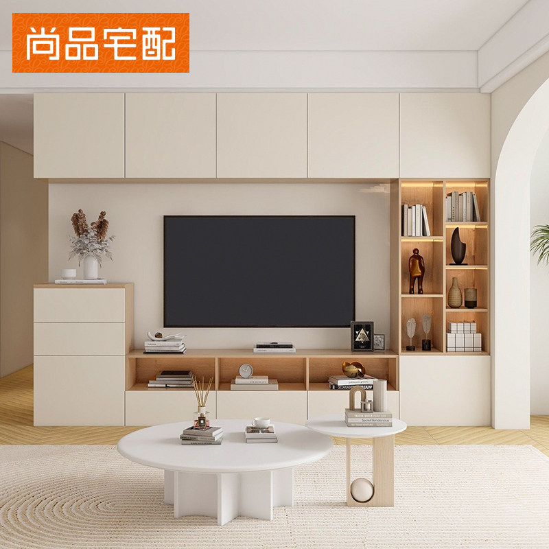 尚品宅配定制电视柜:打造理想家居空间,满墙书柜背景墙组合柜全屋定制,让家更有范儿!🌟-定制电视柜-淘宝百科网