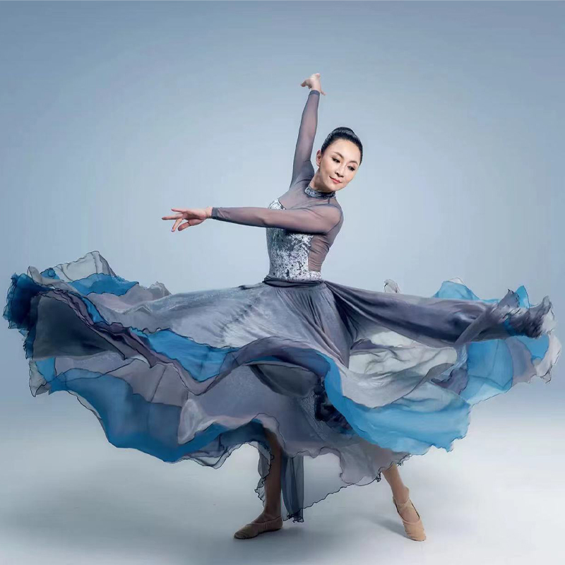 Xinjiang dance North Korean dance 3-layer same-swing same-length skirt high waist fairy skirt summer long skirt