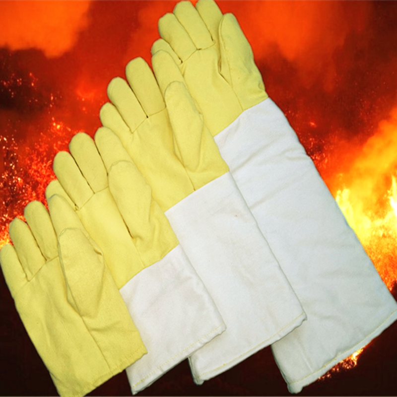 400450 degree extended insulation five-finger oven industrial wear-resistant Kevlar anti-slip anti-scalding aramid high temperature gloves