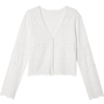 SALT P can be simple and versatile v-neck hollow jacquard outer cardigan sweater 2024 summer new style
