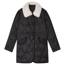 Psalms special selection of winter mink fur lapel duck down mid-length down jacket