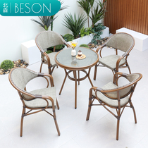 Outdoor Table And Chairs Patio Terrace Garden Terrace Garden Folk Dining Chair Outdoor Waterproof Balcony Fujii Chair Three Sets Combinations