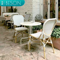 Outdoor table and table Nordic rattan chic chairs Courtyard Dining Bar Dins Cafeterias Creative Dining Chair Mesh Red-style rattan chairs