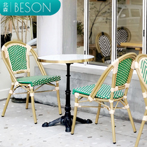 Style Dining Room Vines Chair European-style Bamboo Rattan Chair Coffee Hall Outdoor Dining Chair Mesh Red Vines Courtyard Open-air Outdoor Table And Chairs