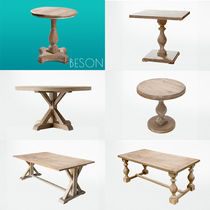 Pure Solid Wood Round Table American Home Living Room Dining Table Dining Table Dining Table Solid Wood Tea Table Bar West Restaurant Small Round Table Edge A Few