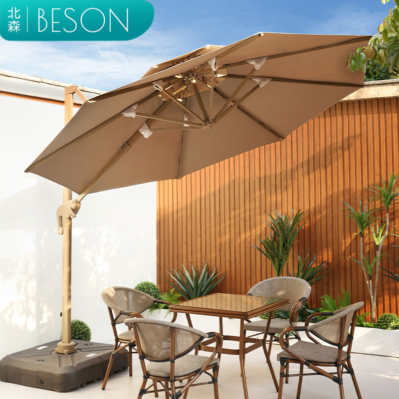 Outdoor leisure sunshade Roman umbrella courtyard villa with light lighting balcony weatherproof sunshade outdoor sentry umbrella