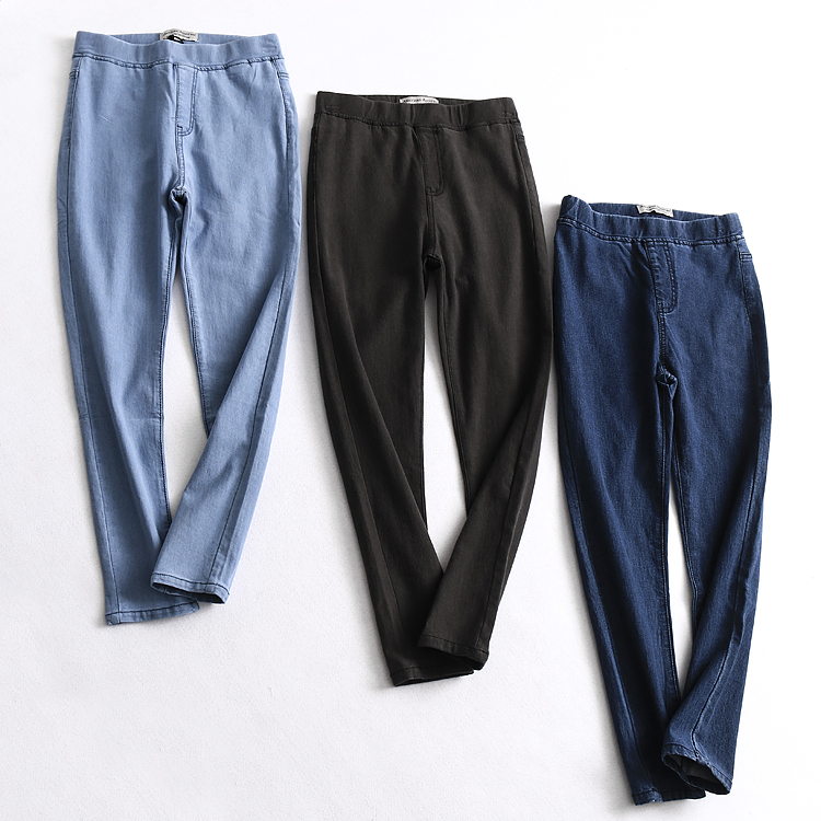 W691 temperament women's European and American style high waist slim elastic hip lift cigarette pants women's pencil jeans trousers