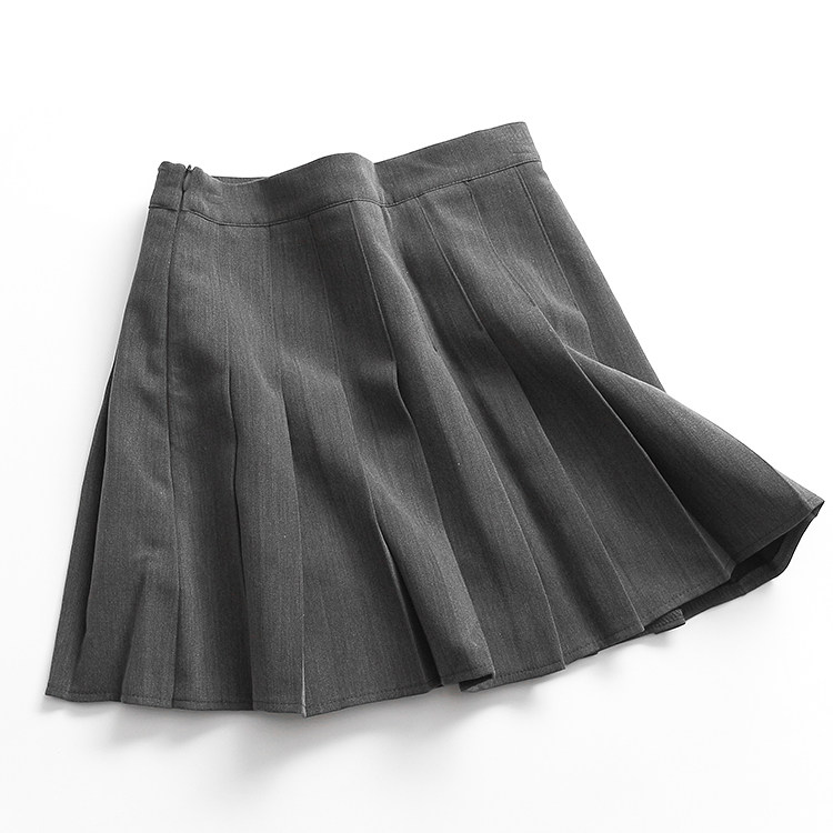 F871 pure color high waist display slim fit A-word plexedress fall new reduced age fluffy skirt woman half body skirt short skirt