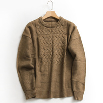 U677 mens clothing pure colour sleeve head round neck long sleeve needle weaselwear winter new 202100 hitch male sweater