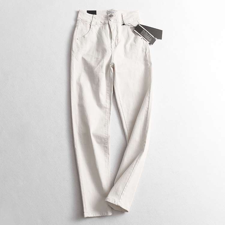 R482 Temperament Women's Dress New Minimalist Pure Color High Waist Display Slim Fit Elastic Narrow Leggings Lady Jeans Long