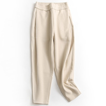 U775 pure color tightness waist display slim high waist plus suede thickened winter new smoke pipe pants wow women pants casual pants long