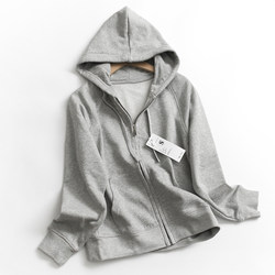 K828 simple solid color hooded zipper cardigan pocket spring new 2021 long-sleeved versatile casual women's sweatshirt