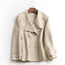 U802 pure color large turning collar double row buttoned with long sleeves double face Son Winter New 2021 2021 Commute 100 Hitch Fur Coats