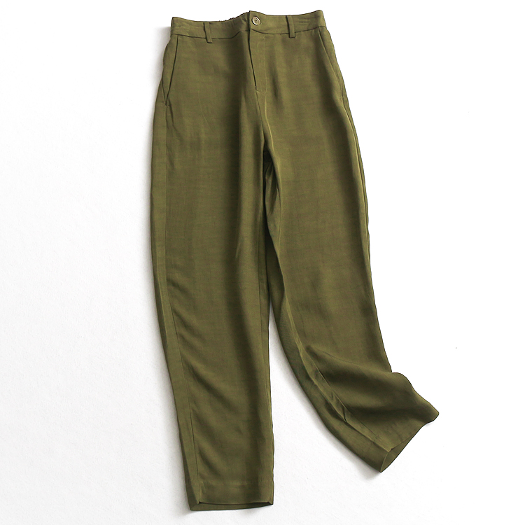 C629 thin cotton linen waist display slim fit pure color Summer new 202 thousand hitch casual pants female style 90% pants