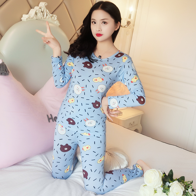 đồ lót ấm womens bông mỏng cộng với nhung mùa thu quần áo mùa thu cơ thể cơ thể chặt chẽ sinh viên cô gái bộ đáy.