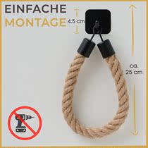 Punch-free toilet paper holder black matt retro toilet paper holder hook hemp rope tissue holder kitchen roll paper holder