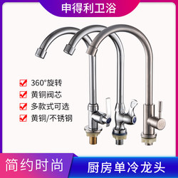 Kitchen Sink Sink Wash Basin Copper 4-Point Universal Column Vertical Single Cold Water Faucet 304 Stainless Steel Faucet