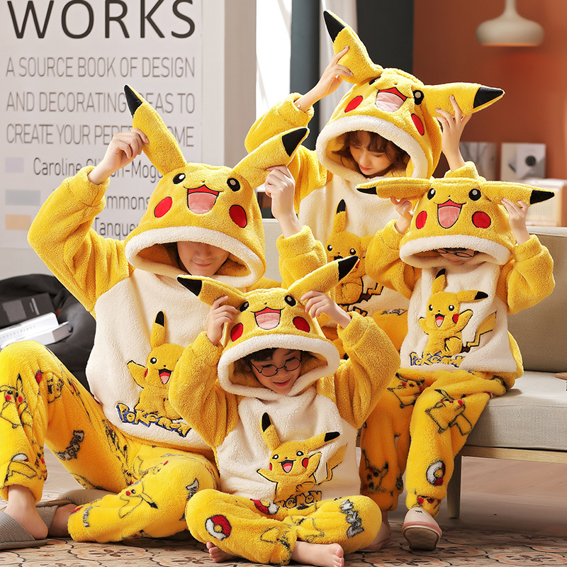 Children's Pajamas Winter Flannel Boys and Girls Coral Velvet Warm Cartoon Pokemon Home Clothes Set Children's Pajamas Winter Flannel Boys and Girls Coral Velvet Warm Cartoon Pokemon Home Clothes Set