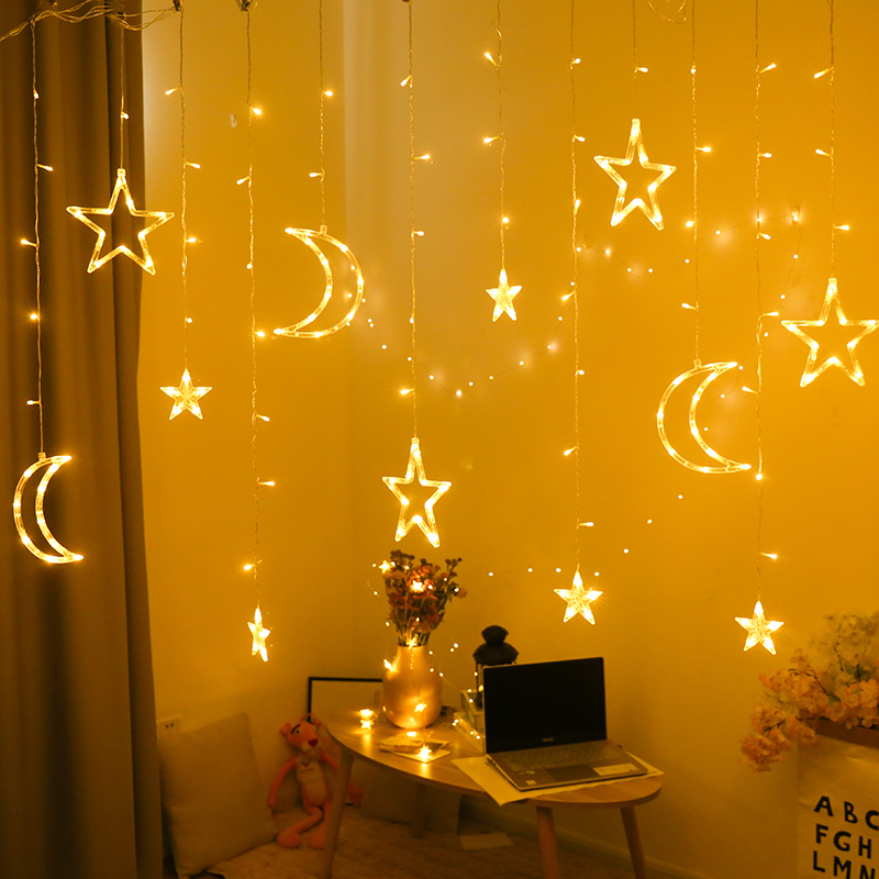 Star lights curtain lights led lights flashing lights string full of stars net red bedroom romantic room decoration arrangement