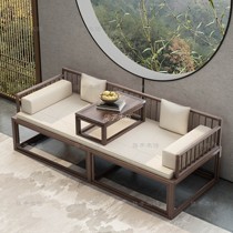 New Chinese telescopic old elm wood bed Push-and-pull Bed Tatami Sofa Collapse Chair Tea Table And chaires Combined Zen