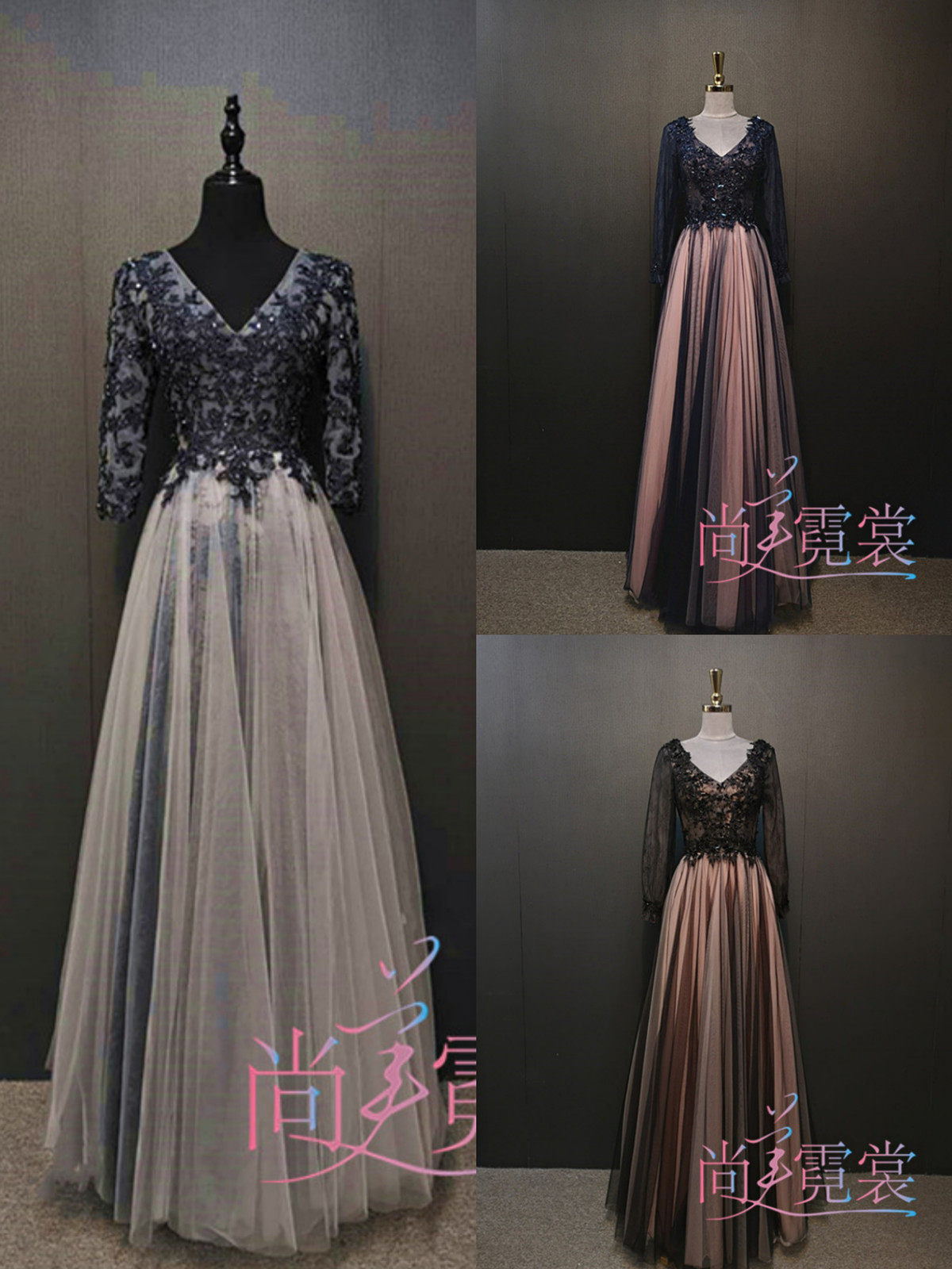 Hire Evening Dress Woman Upscale Handmade Nail Pearl Long Sleeve Piano Playing Gala Dinner Walking Show Dress Beijing