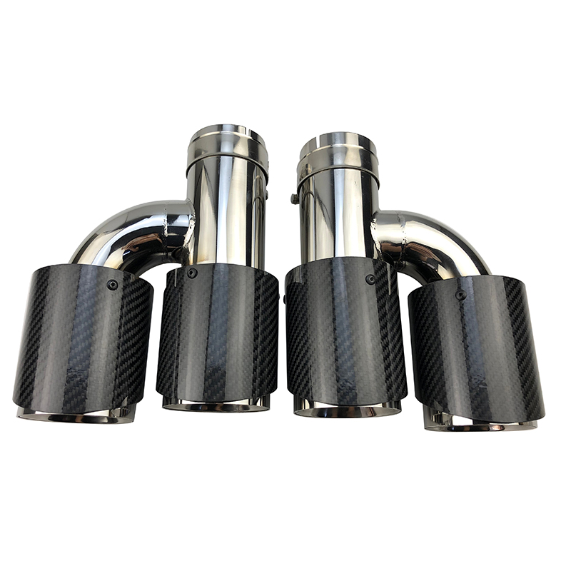 Stainless steel H-type black straight side matte car retrofitted carbon fiber double-out GM tailpipe