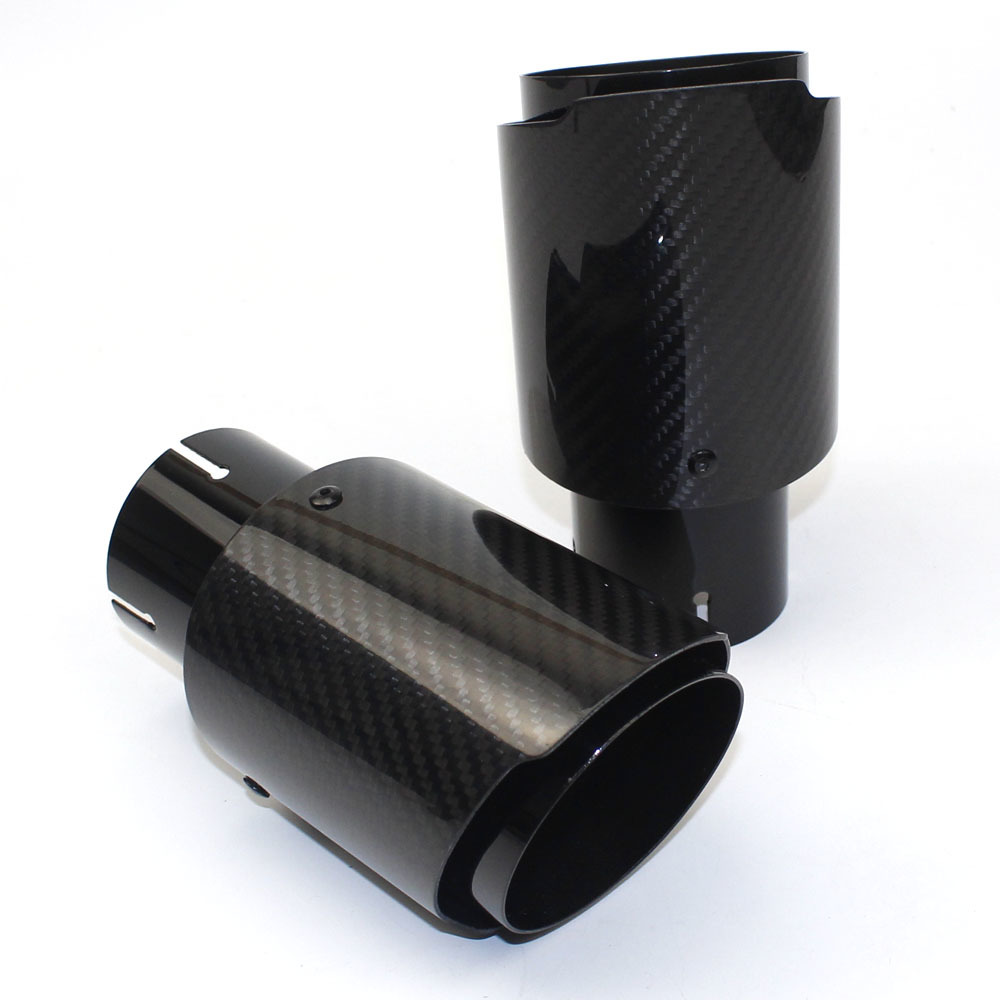 New straight bright black no-mark twill tailpipe suitable for BMW Audi Honda Toyota universal charcoal fiber Cayenne