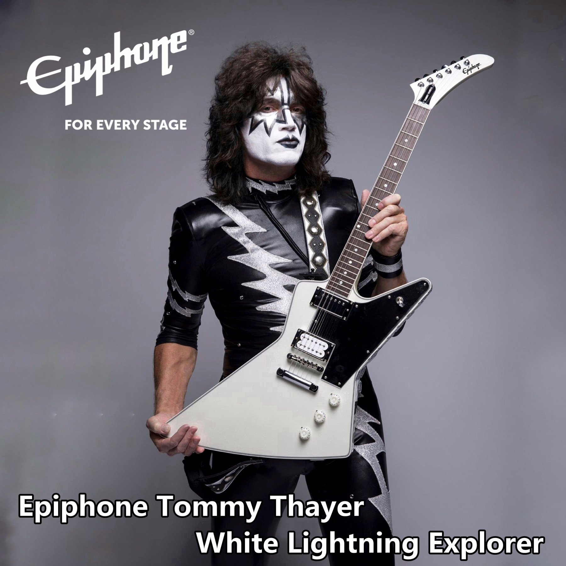 Epiphone Tommy Thayer White Lightning KISS signed electric guitar