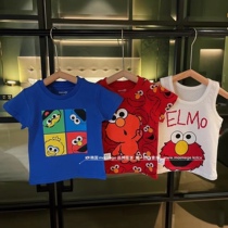 2022 New Summer Korea Momege Children Short Sleeve Vest Three Sets Pure Cotton Mesh Breathable Dry