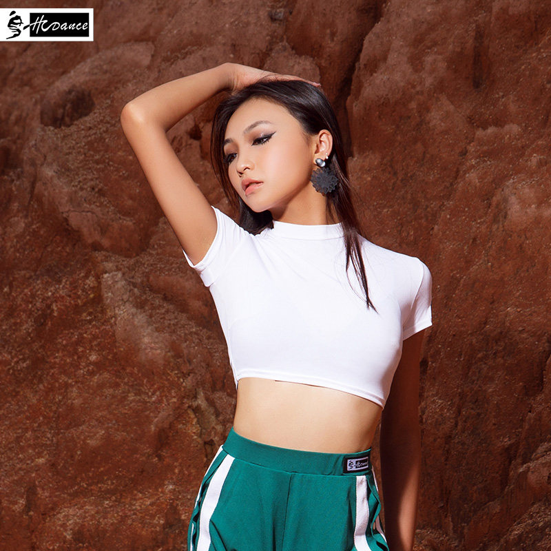 Dynasty dance clothes Latin dance top female summer new high waist slim white dance clothes national standard dance practice clothes A1247