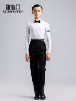 Glorias young son dance outfit new boy Latin Morden dance white shirt long pants performance competition rules 5103