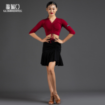 Song Liberia Latin dance dress female adult dance training utilituria spring and summer new lace V collar workout blouses CR123