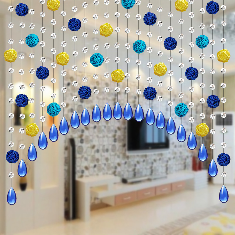 Crystal Bead Curtain Partition Living Room Genguan Door Curtain Rattan Ball Bead Curtain Screen Aisle Free of perforated decorative curtain hanging wire curtain