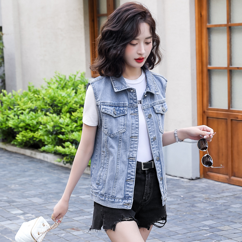 New Denim Vest Short Jacket, Loose and Versatile, Sleeveless Vest, Retro Diagonal Pocket Small Jacket