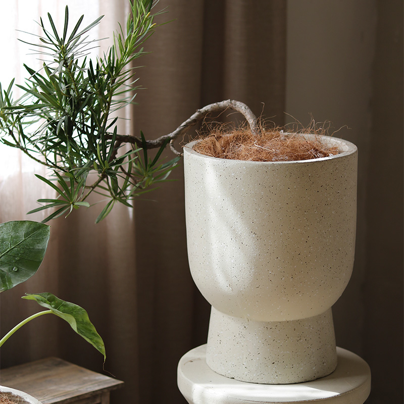 High foot cup flower pot cement basin Fat tree green implanter Magnesium Clay Basin Big Nordic Jins Joins Living Room Floor-Taobao