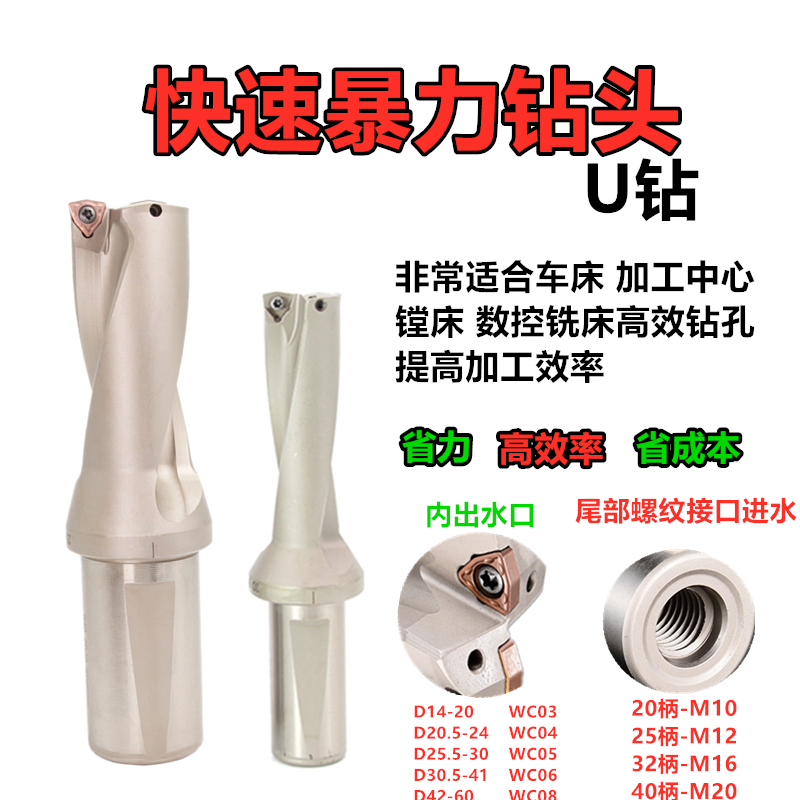 Special effects violent drill water jet drilling U drill Quick drill bit diameter D13-D65 2 times 3 times 4 times diameter fitted WC blade