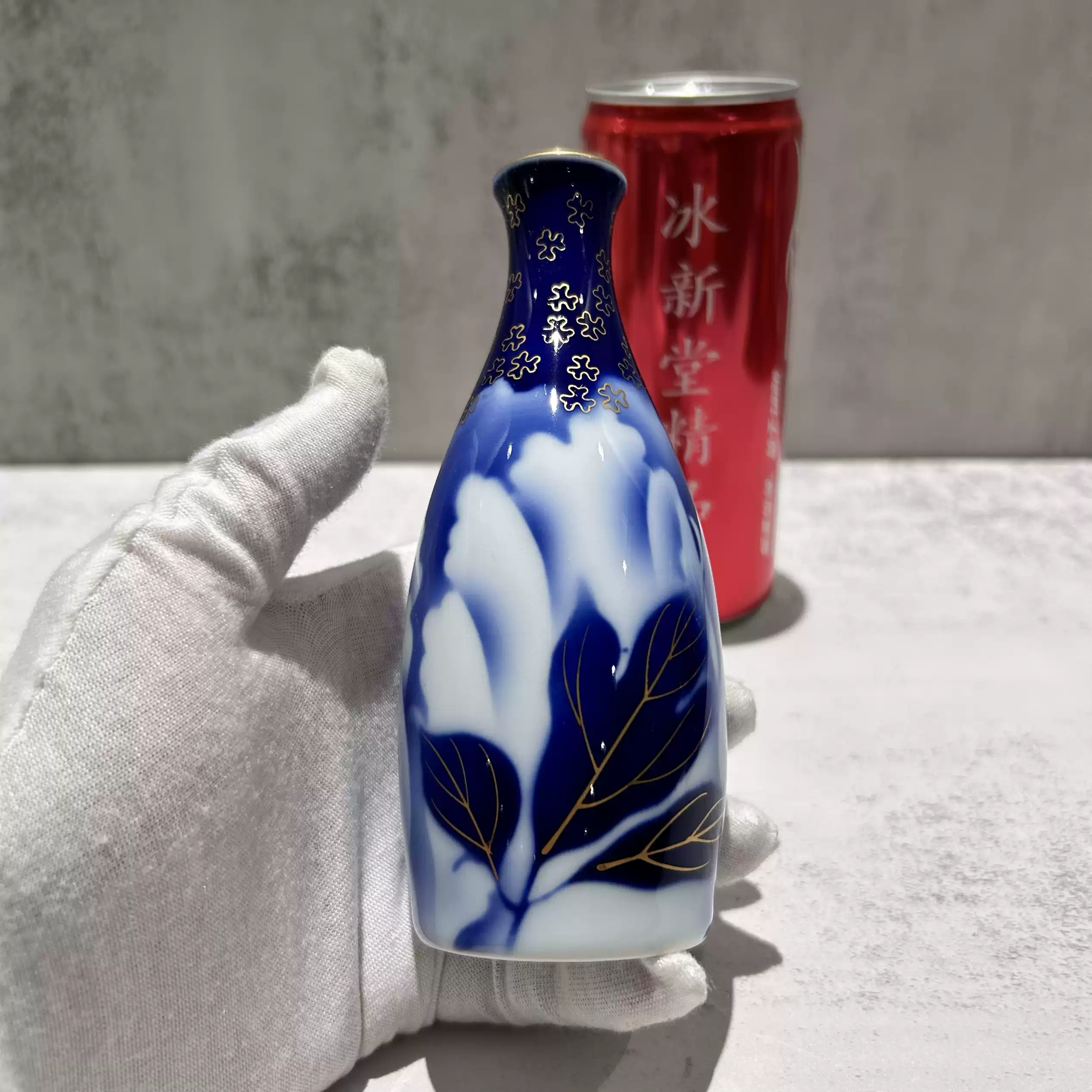 日本深川制瓷经典高端牡丹金小花入小花瓶口径2.5cm 整高14cm-淘宝