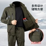 Утепленный комплект, удерживающий тепло ветрозащитный водонепроницаемый зимний дорожный комбинезон для работы, увеличенная толщина