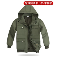 Флисовый топ с капюшоном армейского зеленого цвета